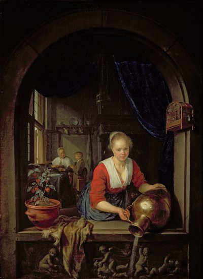 Dienstmädchen am Fenster von Gerrit Dou